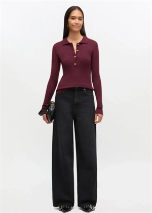 Mini ribbed merino polo Red Dahlia A1070125 Ganni 